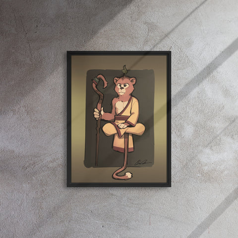 Mindful Monkey Framed Canvas